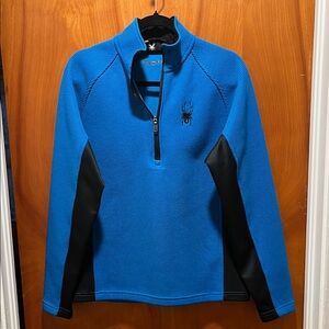 Spyder Men's 1/4 Zip Sweater in Blue and Black